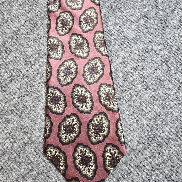 Christian Dior Burgundy Cream Floral Silk Tie Mens Designer Necktie - Picture 2 of 7